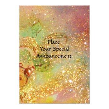 Riders In The Night,yellow Red Brown Green Sparkle Invitation Front View