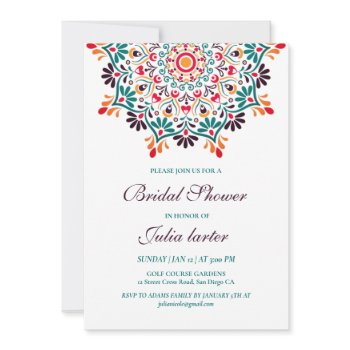 rising boho indian fusion mandala bridal shower invitation