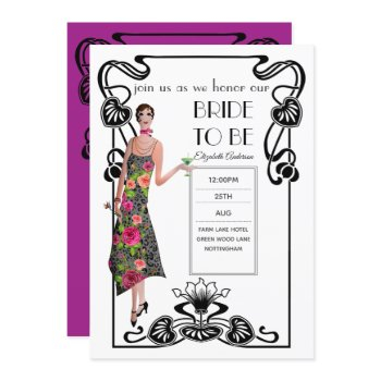 roaring 20s flapper art deco gatsby bridal shower invitation