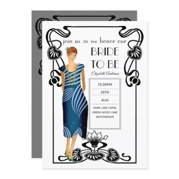 roaring 20s flapper art deco gatsby bridal shower invitation