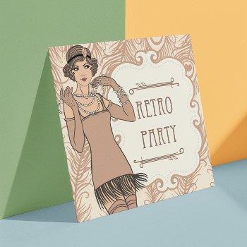 roaring 20's flapper girl retro party invitation