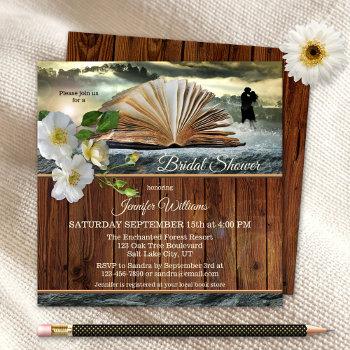 romantic book lover floral bridal shower invitation