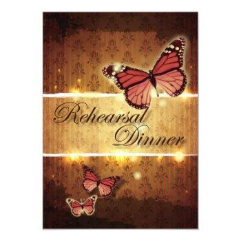 Romantic Butterfly Fall Wedding Rehearsal Dinner Invitation Front View