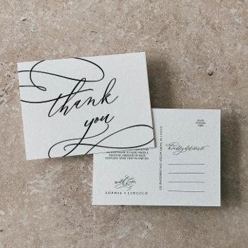 Romantic Calligraphy | Flourish Thank You Postcard Front View