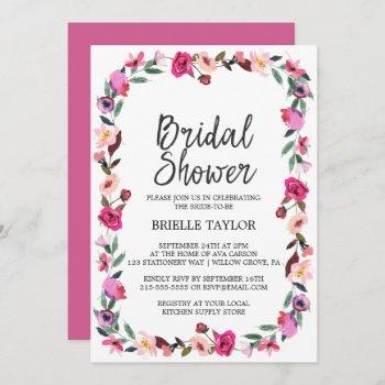 romantic fairytale blossom wreath bridal shower invitation