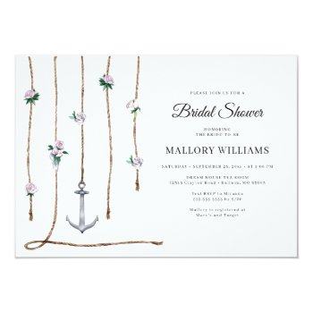 Romantic Floral Nautical Anchor Bridal Shower Invi Invitation Front View
