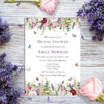romantic flowers & butterflies | bridal shower invitation