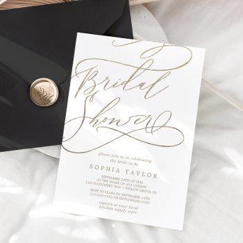 romantic gold calligraphy | flourish bridal shower invitation