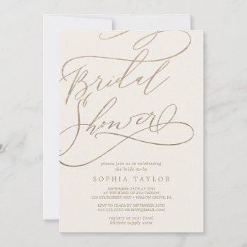 romantic gold calligraphy | ivory bridal shower invitation