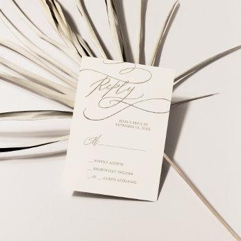 Romantic Gold Calligraphy | Ivory Simple Rsvp Card Front View