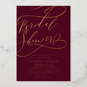 romantic gold foil | burgundy bridal shower foil invitation