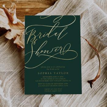 romantic gold foil | emerald bridal shower foil invitation