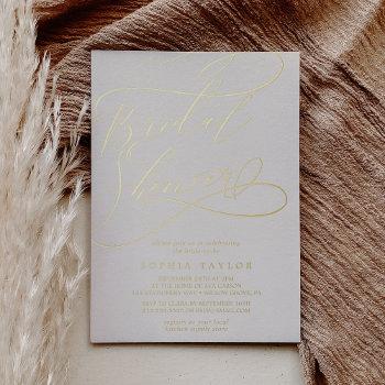 romantic gold foil | ivory bridal shower foil invitation