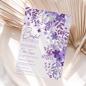 romantic lavende wild flowers spring bridal shower invitation