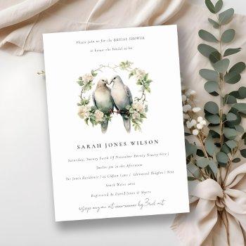 romantic love birds botanical wreath bridal shower invitation