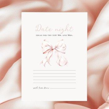 romantic pink bow bridal shower date night card