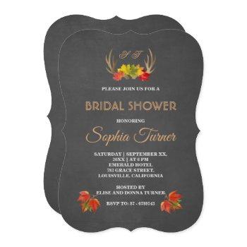 romantic rustic antlers fall bridal shower invite