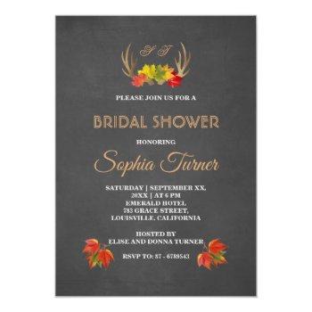 Romantic Rustic Antlers Fall Bridal Shower Invite Front View
