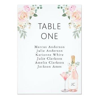 Rosé All Day Bridal Shower Table Card Front View