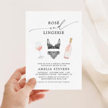 rosé and lingerie bridal shower invitation