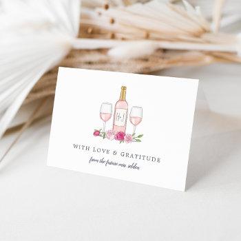 rosé garden personalized thank you card