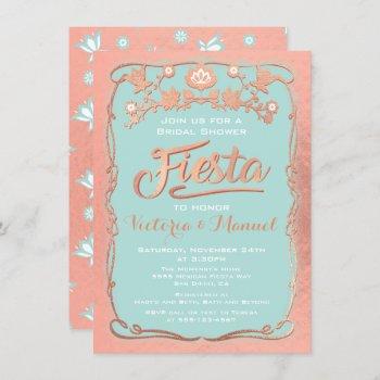 rose gold and glitter mexican fiesta bridal shower invitation