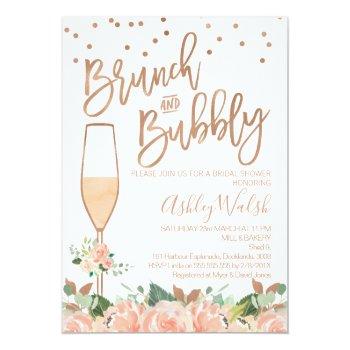 Rose Gold Brunch Bubbly Bridal Shower Invitation Front View