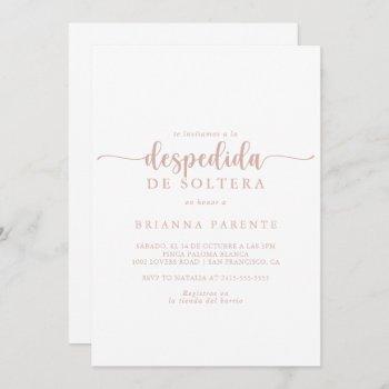 rose gold calligraphy spanish bridal shower  invitation