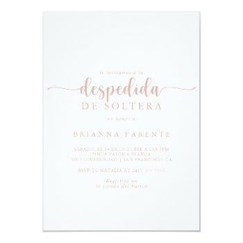 Rose Gold Calligraphy Spanish Bridal Shower  Invitation Front View