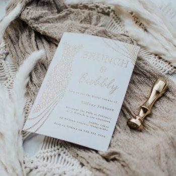 rose gold dress bridal shower brunch & bubbly foil invitation
