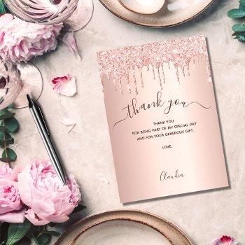 rose gold drips thank you card