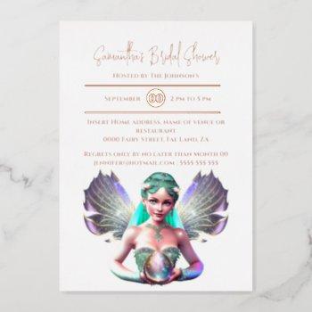 rose gold fairy princess bride iridescent foil foil invitation