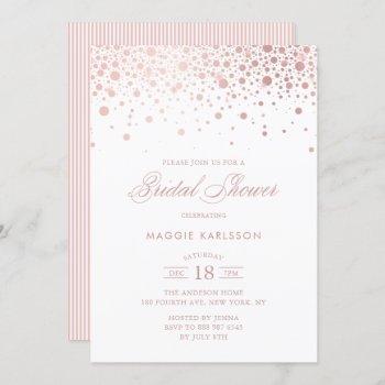 rose gold foil confetti bridal shower invitation