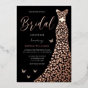 rose gold foil heart dress black bridal shower foil invitation