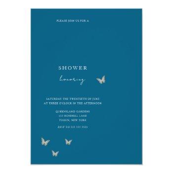 Rose Gold Foil Heart Dress Ocean Bridal Shower Foil Invitation Front View