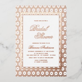 rose gold foil pressed geometric bridal shower foil invitation