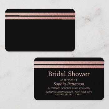 rose gold foil stripes bridal shower ticket invite