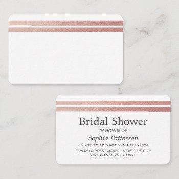 rose gold foil stripes bridal shower ticket invite