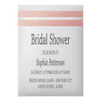 Rose Gold Foil Stripes Bridal Shower Ticket Invite Front View