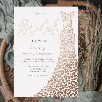 rose gold foil wedding dress bridal shower foil invitation