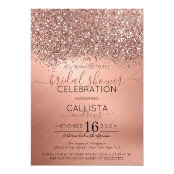 Rose Gold Glitter Confetti Metallic Front View