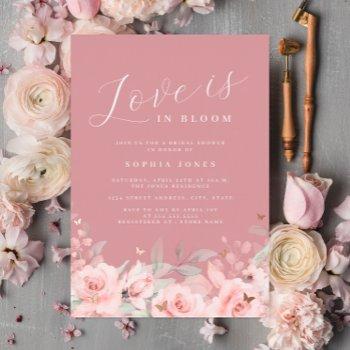 rose gold love is in bloom blush bridal shower  foil invitation