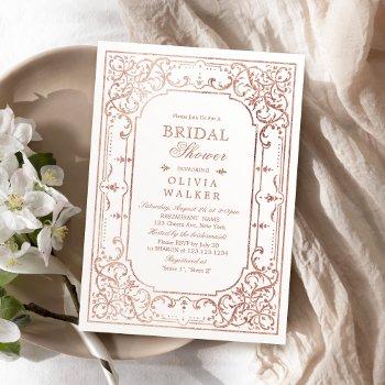rose gold romantic ornate vintage bridal shower invitation