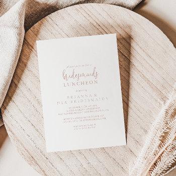 rose gold script bridesmaids luncheon shower  invitation