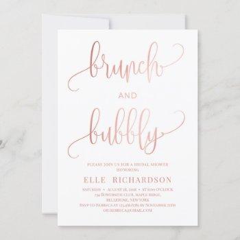 rose gold sparkles brunch and bubbly invitation