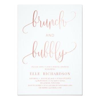 Rose Gold Sparkles Brunch And Bubbly Invitation Front View