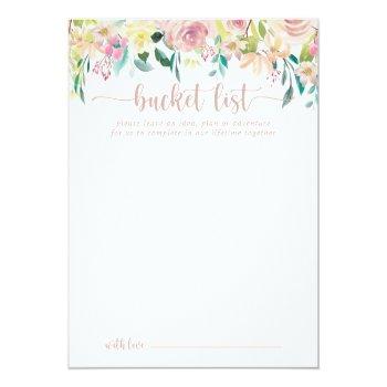 Rose Gold Spring Floral Wedding Bucket List Cards Front View