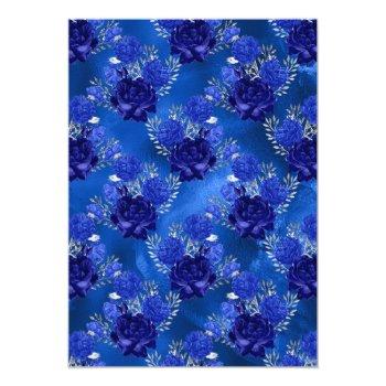Royal Blue And Silver Floral Drive By Shower Invitation Front View