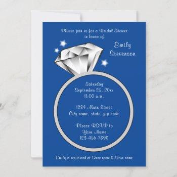 royal blue diamond ring bridal shower invitation