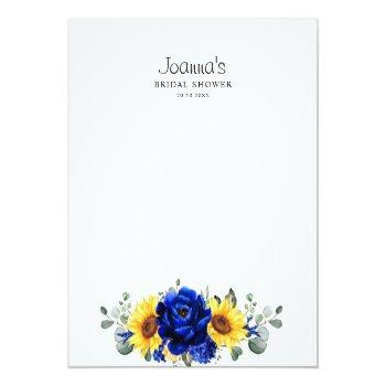 Royal Blue Rustic Sunflower Bridal Shower Game Front View